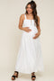 Ivory Coastal Square Neck Empire Waist Tie Maternity Maxi Dress