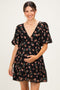 Black Floral Puff Sleeve Maternity Dress