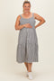 Black Striped Tiered Overall Maternity Plus Dress