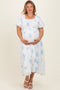 Ivory Floral Print Ruffle Hem Maternity Plus Midi Dress