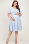 Dusty Blue Jacquard Maternity Plus Midi Dress