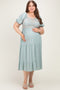 Sage Embroidered Ruffle Accent Maternity Plus Midi Dress