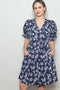 Navy Rose Floral Wrap Dress