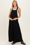 Black Super Wide Leg Overall Maternity Jumpsuit