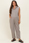Vintage Taupe Button Up French Terry Maternity Jumpsuit