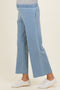 Light Denim Elastic Waist Wide Leg Knit Lounge Pants