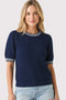 Navy Waffle Knit Sweater Top