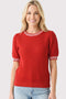 Red Waffle Knit Sweater Top