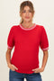 Red Waffle Knit Maternity Sweater Top