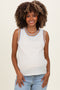 Off White Crochet Trim Pointelle Knit Maternity Tank