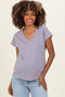 Pink Blue Striped V-Neck Short Sleeve Maternity Top