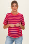 Red Striped Maternity Short Sleeve Top