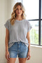Light Grey Open Knit Short Sleeve Top