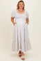 Light Yellow Floral Stripe Tiered Maternity Plus Maxi Dress