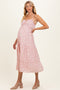 Light Pink Floral Ribbon Detail Maternity Midi Dress