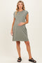 Olive Garment Washed Casual Capped Sleeve Maternity Dress
