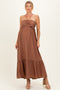 Amber Brown Halter Neck Tiered Cutout Maternity Maxi Dress