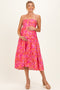 Fuchsia Floral Sleeveless Tiered Maternity Midi Dress