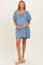 Light Blue Chambray Jacquard Puff Sleeve Maternity Mini Dress