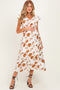 Brown Floral Button Detail Maternity Midi Dress