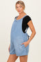 Light Blue Denim Shortall Maternity Romper
