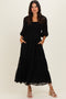 Black Lace Smocked Midi Dress