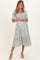 Light Blue Floral Smocked Maternity Midi Dress