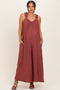 Marsala Ruffle Strap Maternity Wide Leg Jumpsuit