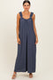 Navy Ruffle Strap Wide Leg Jumpsuit