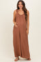 Cappucino Ruffle Strap Maternity Wide Leg Jumpsuit