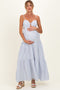 White Striped Cutout Tie Back Maternity Maxi Dress