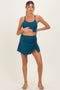 Teal Ribbed Crop Tank Swim Skirt Maternity Set