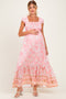Pink Floral Smocked Maternity Maxi Dress
