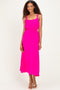Hot Pink Sleeveless Flower Belt Dress
