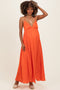 Orange V-Neck Open Back Maternity Maxi Dress