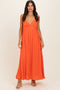 Orange V-Neck Open Back Maxi Dress