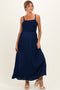 Navy Textured Smocked Maternity Maxi Dress