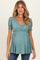 Olive Ditsy Floral Smocked Sleeve Maternity Wrap Top