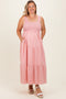 Pink Tiered Smocked Maternity Plus Maxi Dress
