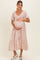 Mauve Flutter Sleeve Floral Print Smocked Chest Ruffled Hem Maternity Dress
