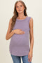 Lavender Ribbed Sleeveless Maternity Top