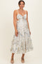 Ivory Floral Tiered Front Tie Maternity Midi Dress