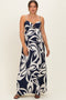Navy Floral Cutout Halter Maternity Maxi Dress