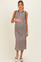Brown Striped Knit Maternity Midi Henley Tank Dress
