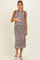 Brown Striped Knit Maternity Midi Henley Tank Dress