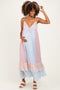 Light Blue Floral Colorblock Tiered Ruffle Maternity Maxi Dress