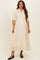 Pale Yellow Smocked Button Down Maternity Midi Dress