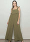 Olive Ruffle Strap Wide Leg Jumpsuit
