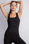 Black Square Neckline Active Tank Top