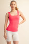 Flamingo Pink Square Neckline Active Tank Top